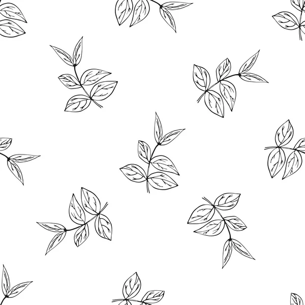 Vektor nahtlose Muster mit Tusche handgezeichnete Kräuter. Botanischer Hintergrund. Stoffmuster — Stockvektor