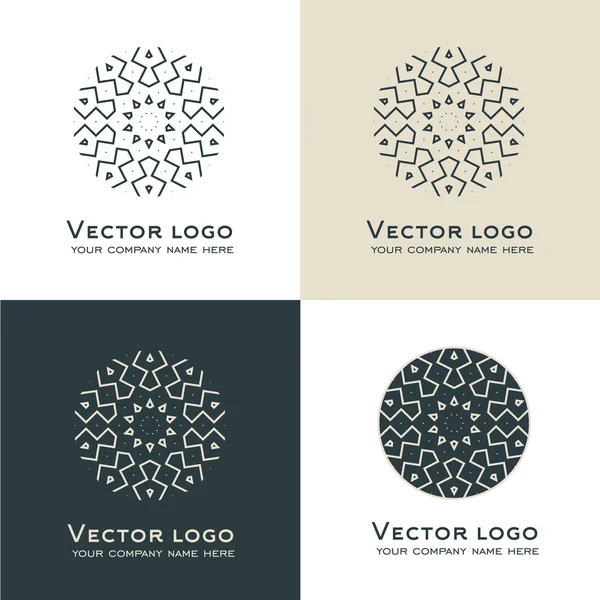 Conjunto de vector logotipo geométrico abstracto. Celta, estilo árabe. Icono de geometría sagrada. Identidad de marca — Vector de stock