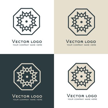 Vektör soyut geometrik logo kümesi. Celtic, Arapça veya Aztek tarzı. Kutsal geometri simgesi. Marka kimliği