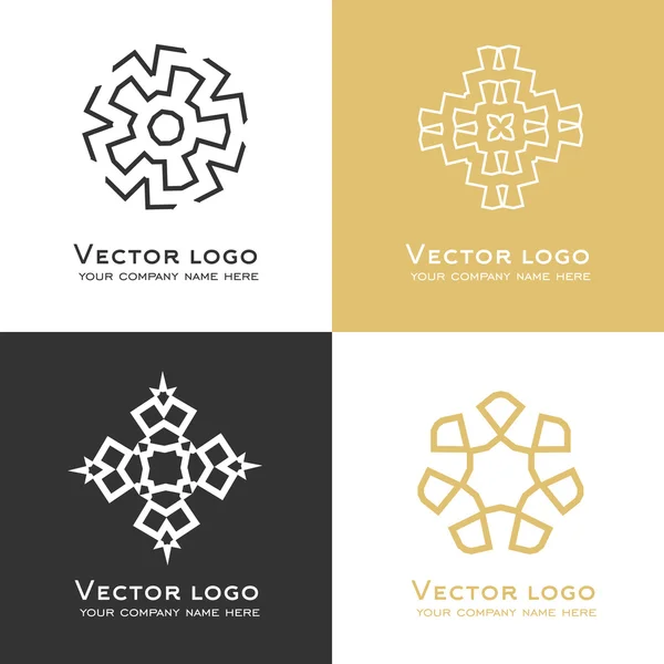 Conjunto de vector logotipo geométrico abstracto. Celta, estilo árabe. Icono de geometría sagrada. Diseño de identidad . — Vector de stock