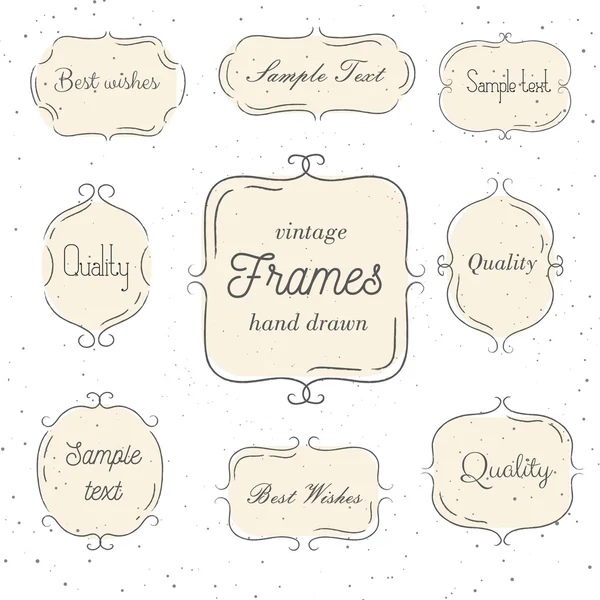 Set of vintage hand drawn pink frame. Vector illustration. Good for wedding invitations, gift cards, menu and logo. — Stock Vector