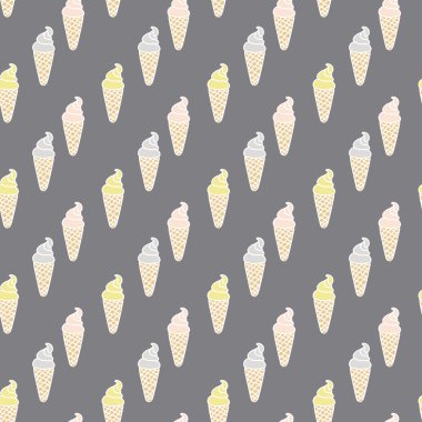 Dondurma koni seamless modeli. Vektör çizim arka plan ver. Kumaş tasarım