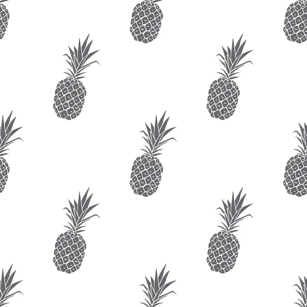 Vektör siyah ve beyaz renklerde ananas ile seamless modeli. Kumaş deseni