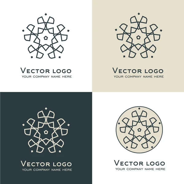 Satz von Vektor abstrakten geometrischen Logo. Ikonen heiliger Geometrie. Markenidentität in grau und beige — Stockvektor