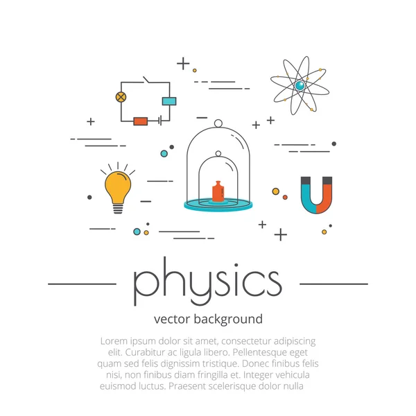 Icône de ligne plate ensemble de la matière scolaire physique. Science et éducation . — Image vectorielle