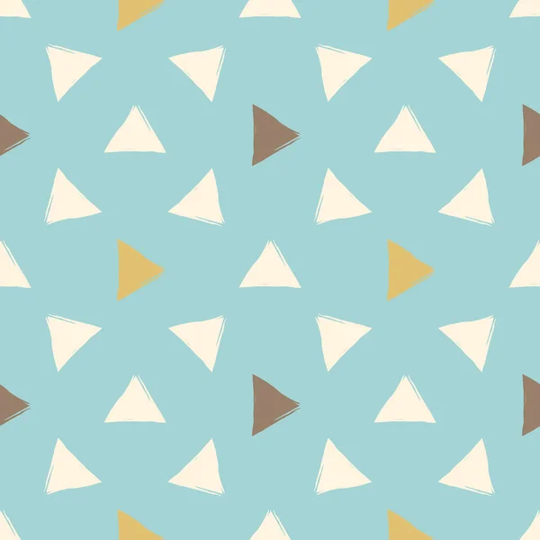 Ручной рисунок вектора бесшовный узор. Оранжевый, браунский и бирюзовый треугольники. Дизайн ткани . — стоковый вектор