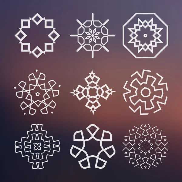 Geometría sagrada. Alquimia, religión, espiritualidad, símbolos y elementos. Conjunto de elementos vectoriales en el fondo borroso — Vector de stock