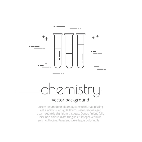 Векторный фон с иконками - колбы. Химия - надпись. Наука и образование . — стоковый вектор