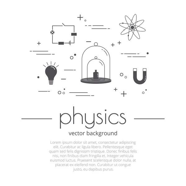 Conjunto vetorial de ícones - conceito de física. Ciência e formação. Inscrição física —  Vetores de Stock