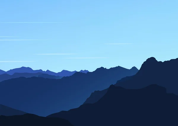 Paysage de montagne en soirée. Fond ou en-tête de site vectoriel . — Image vectorielle