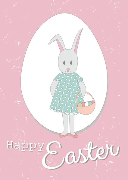 Conejo de Pascua y letras de Pascua feliz — Vector de stock