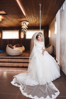 Güzel gelin portre düğün makyaj, saç modeli