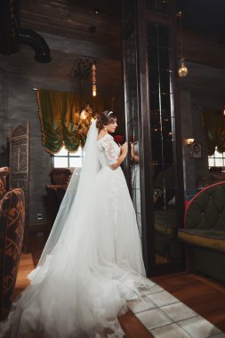 Güzel gelin portre düğün makyaj, saç modeli