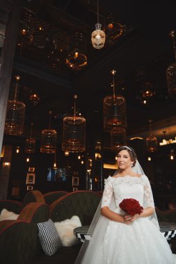 Güzel gelin portre düğün makyaj, saç modeli