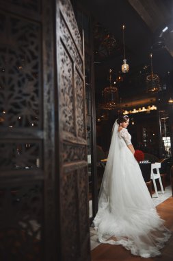 Güzel gelin portre düğün makyaj, saç modeli