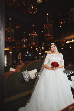 Güzel gelin portre düğün makyaj, saç modeli