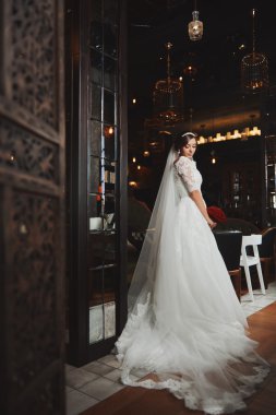 Güzel gelin portre düğün makyaj, saç modeli