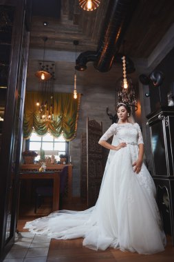 Güzel gelin portre düğün makyaj, saç modeli