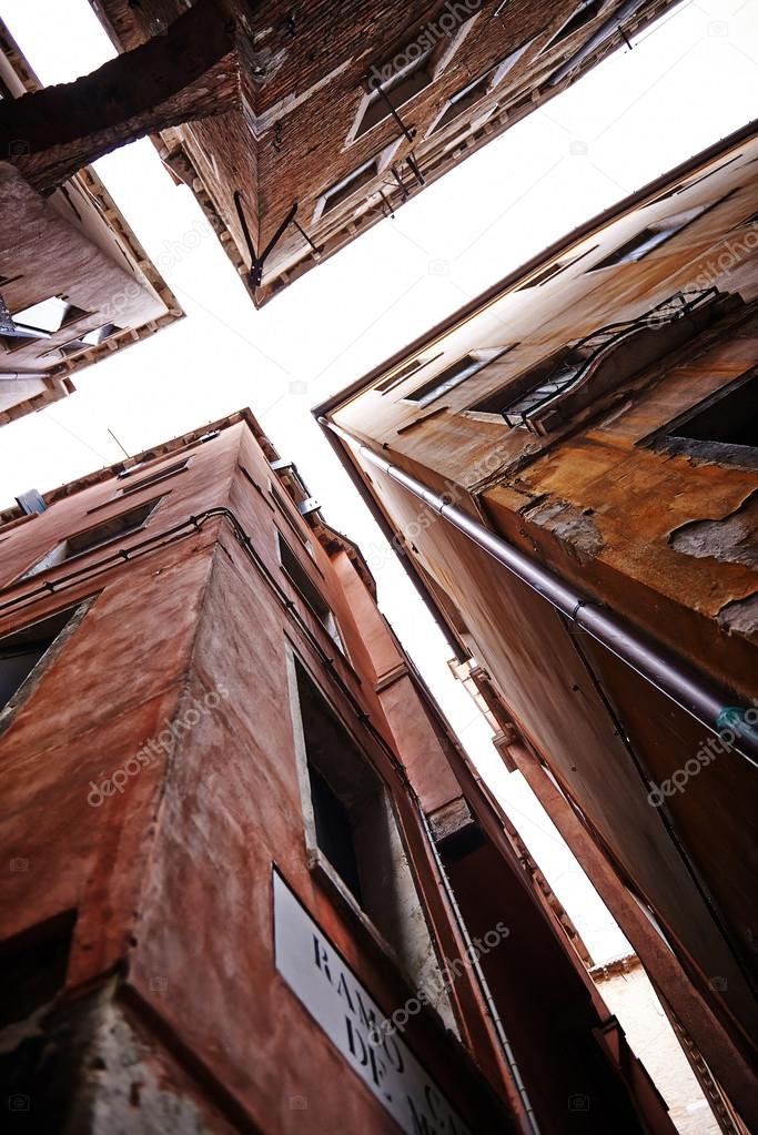 View of two narrow streets in Venice