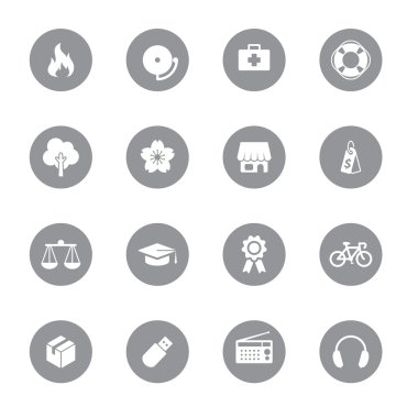 üzerinde gri Daire 6 Web Icon set