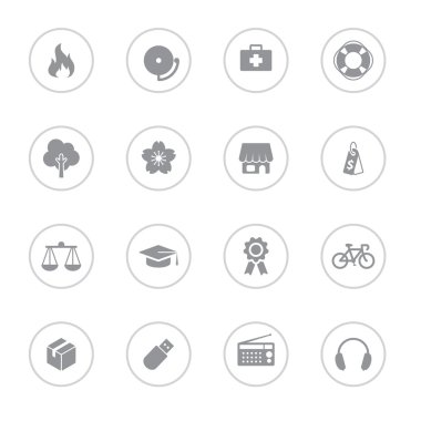 6 gri basit düz Icon set