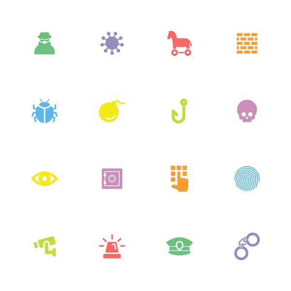 7 renkli basit düz Icon set — Stok Vektör