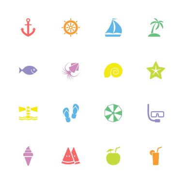 9 renkli basit düz Icon set