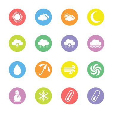 renkli düz hava simgesi üzerinde daire seti