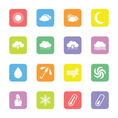 renkli düz weather simge kümesi üzerinde yuvarlatılmış dikdörtgen
