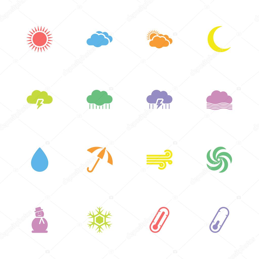 colorful simple flat weather icon set