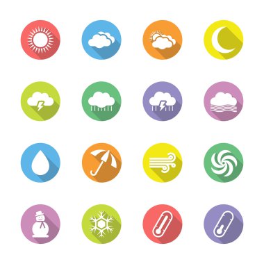 circle gölge ile set renkli düz hava simgesi