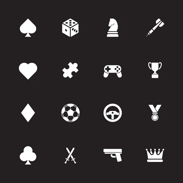 Blanco simple juego plano icono conjunto — Vector de stock