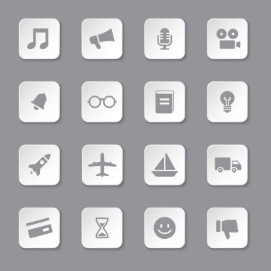 gri düz taşıma ve çeşitli simge yuvarlatılmış dikdörtgen düğmesini ayarla