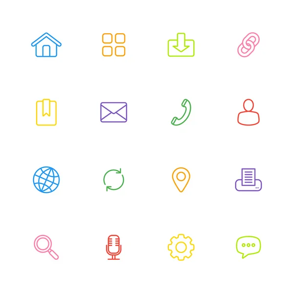 Línea colorida conjunto de iconos web simple — Vector de stock