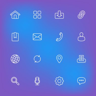 Beyaz çizgi basit web Icon set