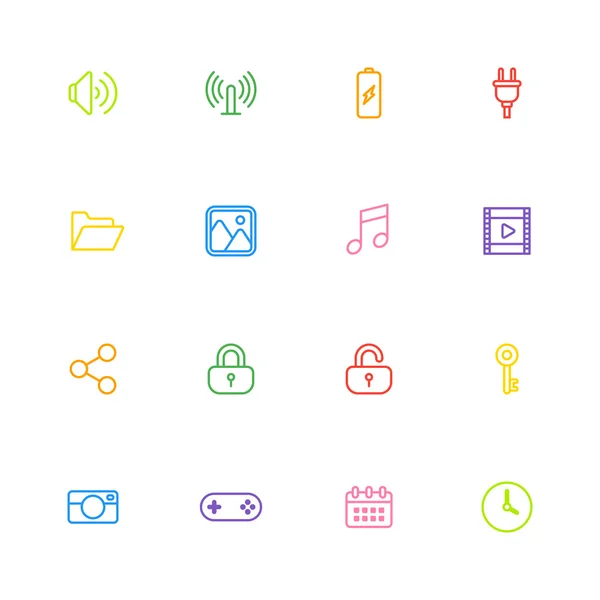 カラフルなラインのシンプルな web アイコンを設定 — ストックベクタ
