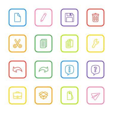 renkli çizgi web simgesi ile yuvarlatılmış dikdörtgen çerçeve ayarla