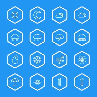 Beyaz çizgi hava simgesi ile altıgen çerçeve ayarla