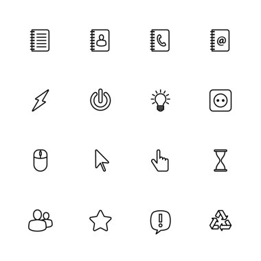 siyah çizgi web Icon set