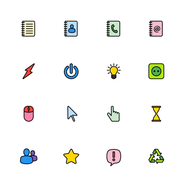 Linha colorida conjunto de ícones web —  Vetores de Stock