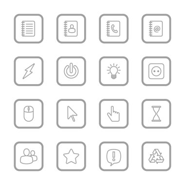 gri çizgi web simgesi ile yuvarlatılmış dikdörtgen çerçeve ayarla