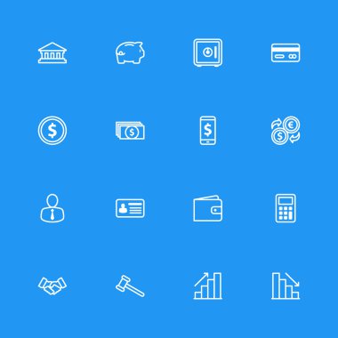 Beyaz çizgi iş ticari ve Finans Icon set