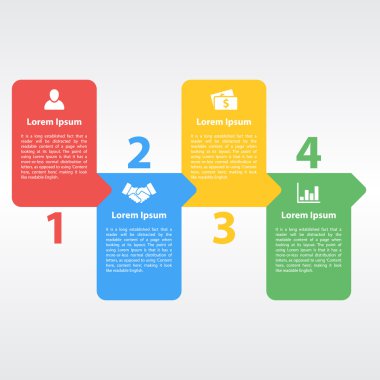 dört adım Infographic düzen kavramı vektör çizim sırası