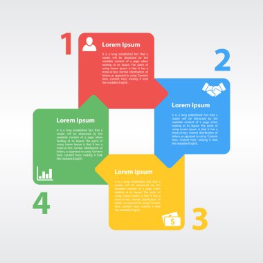 dört adım Infographic düzen kavramı vektör çizim döngüsü