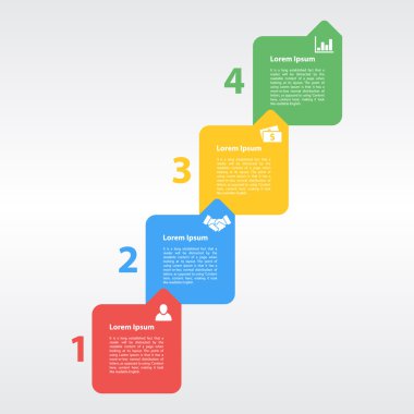 dört adım Infographic düzen kavramı vektör çizim sırası