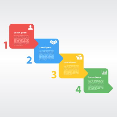 dört adım Infographic düzen kavramı vektör çizim sırası