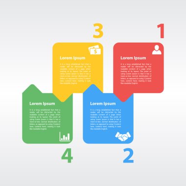 dört adım Infographic düzen kavramı vektör çizim sırası