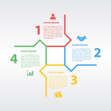 dört adım Infographic düzen kavramı vektör çizim döngüsü