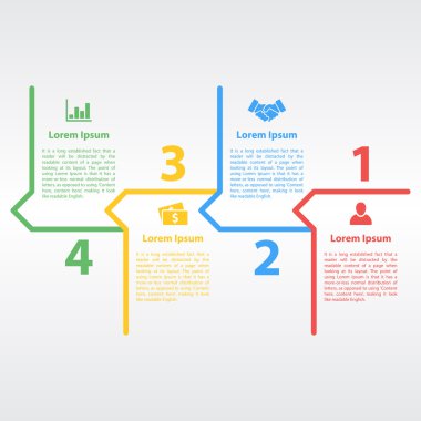 dört adım Infographic düzen kavramı vektör çizim sırası
