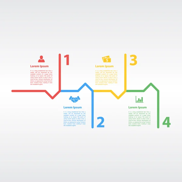 Cuatro pasos secuencia infografía diseño concepto vector ilustración — Vector de stock